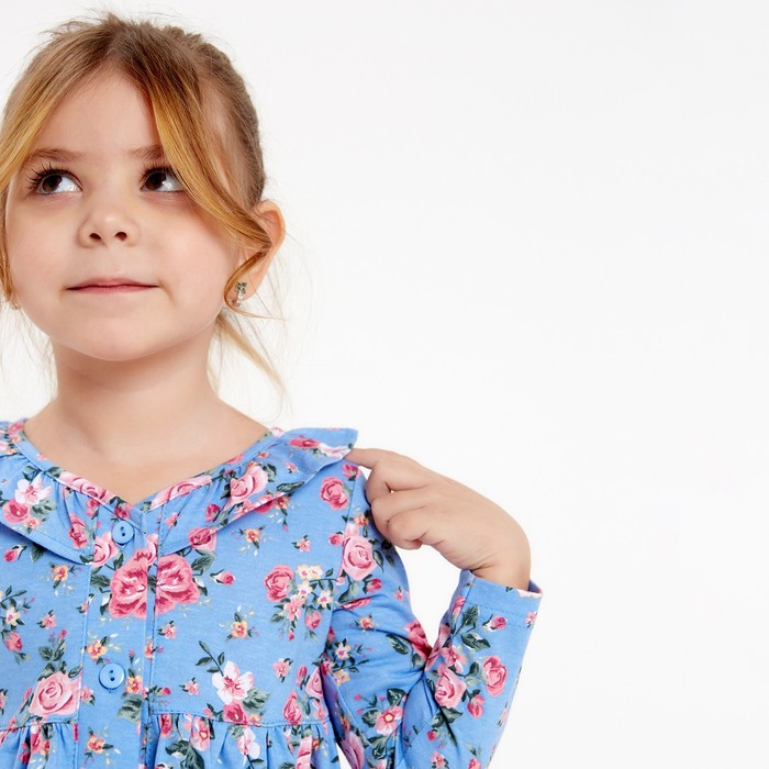 фото Платье для девочки, цвет голубой/розы, рост 128 см luneva