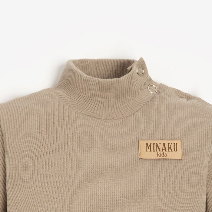 фото Боди-водолазка детская minaku, цвет серо-бежевый, рост 74-80 см