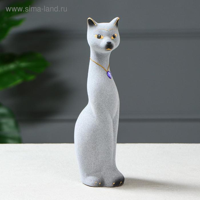 Копилка "Кошка Мурка", покрытие флок, серая, 28 см