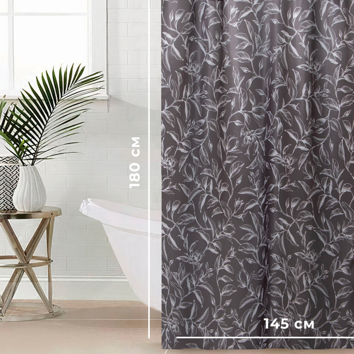 фото Штора для ванной этель magnolia 145 х 180 см, полиэстер