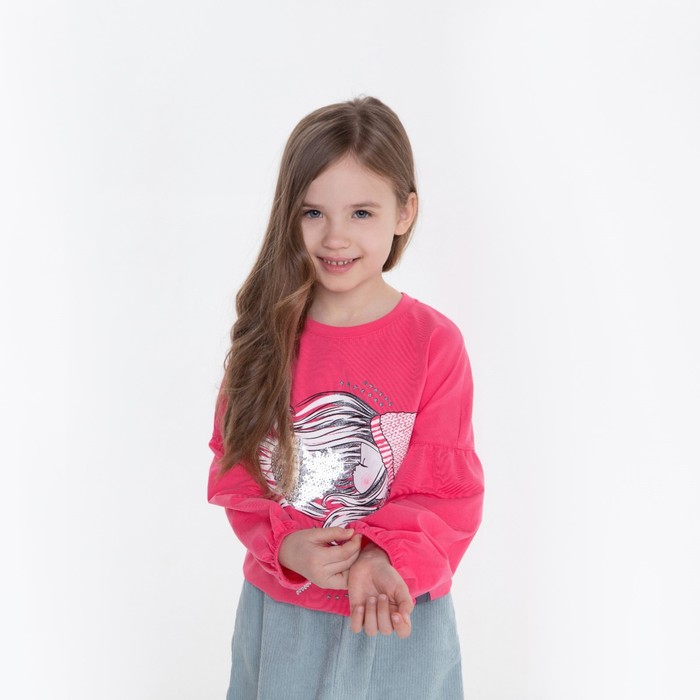 фото Лонгслив для девочки, цвет малиновый, рост 122 см luneva