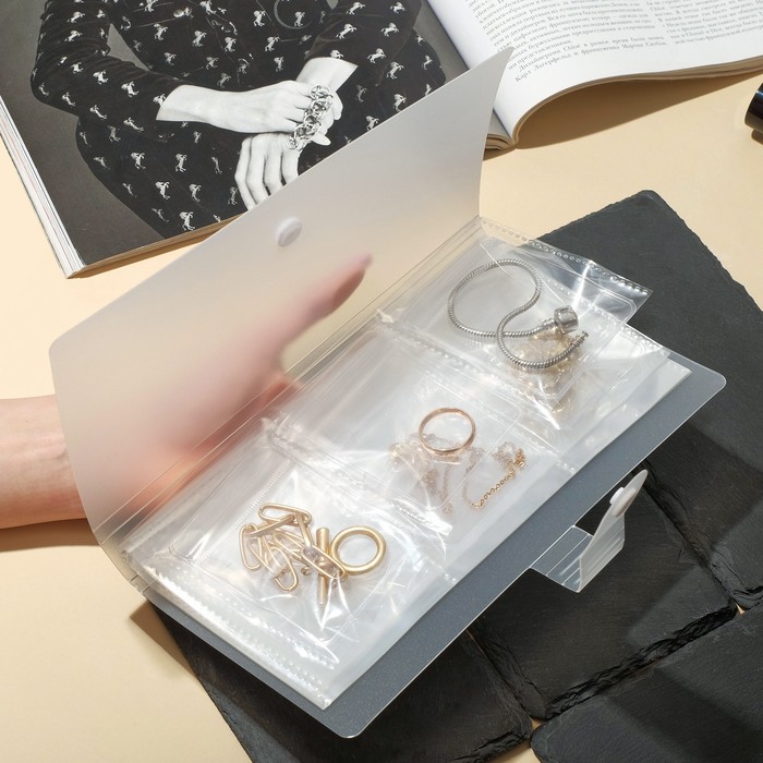 фото Органайзер для украшений "книжка" 84 места , 24,5x20,5, цвет прозрачный queen fair