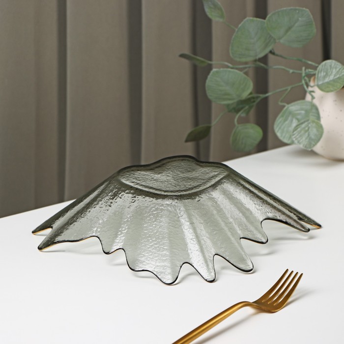 фото Тарелка стеклянная сервировочная «рени», 28×8 см, цвет серый