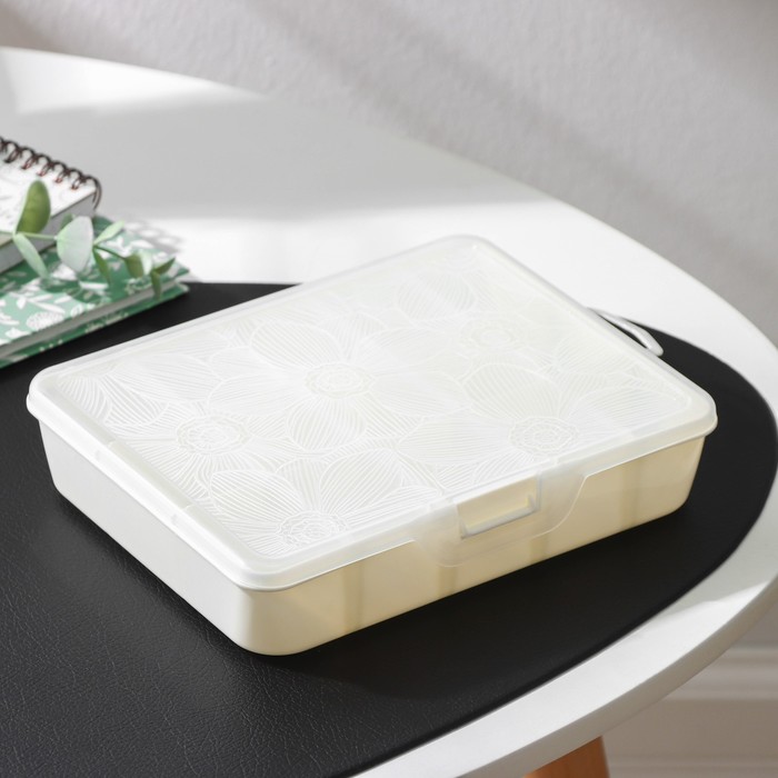 фото Органайзер для хранения мелочей с разделителями fiori, 19×16×4,5 см, цвет белое облако