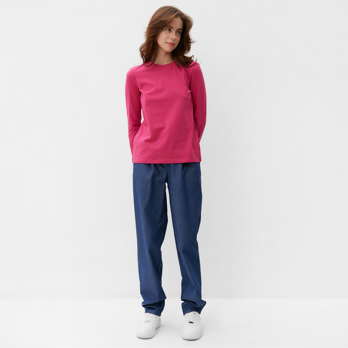 фото Лонгслив женский minaku: basic line цвет фуксия, размер 46
