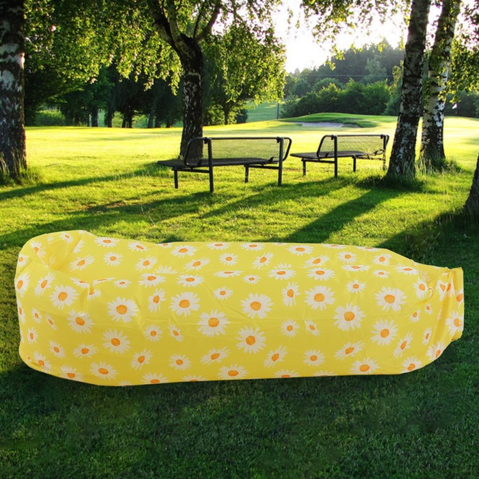 фото Надувной мешок для отдыха "ромашки" 220*80*65 см желтый