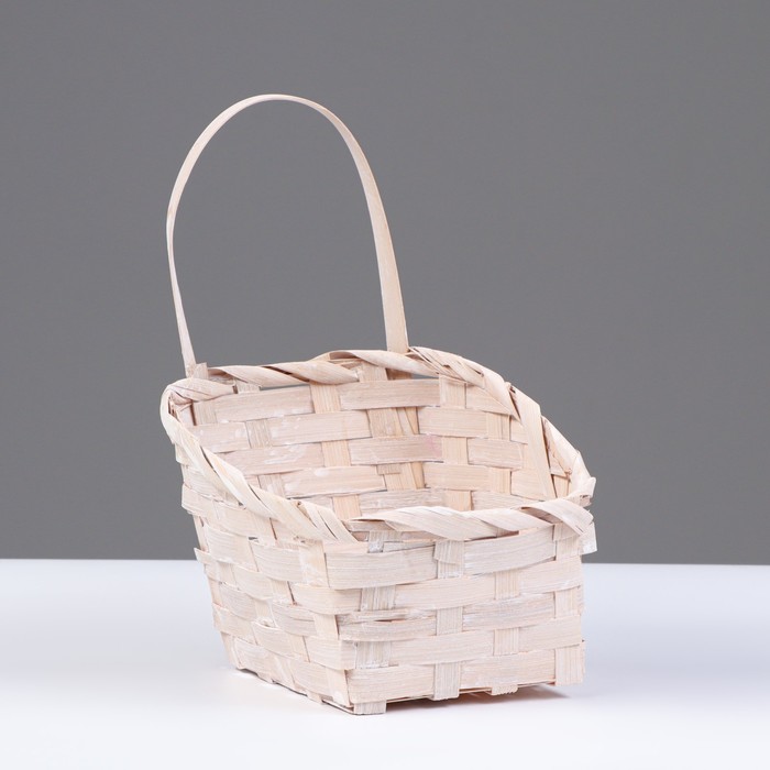 фото Корзина плетеная, d-14х13 h-6,5х11х20 см, белый, бамбук