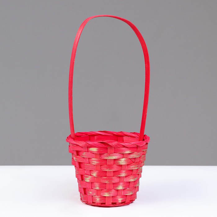 фото Корзина плетеная, 13х9,5/28 см, красный с золотом, бамбук