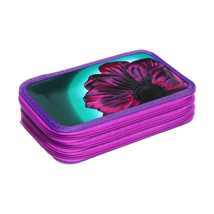 фото Пенал 3 секции, 125 х 205 мм х 55 мм, calligrata 81п26/3 "цветок", ламинированный картон