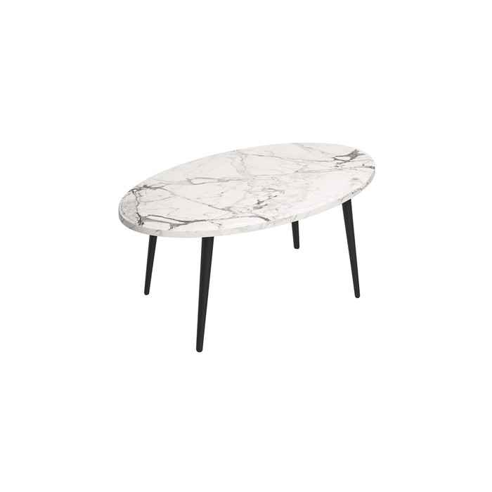 фото Стол журнальный, 900 × 500 × 428 мм, цвет монте белый / металл чёрный муар омскмебель