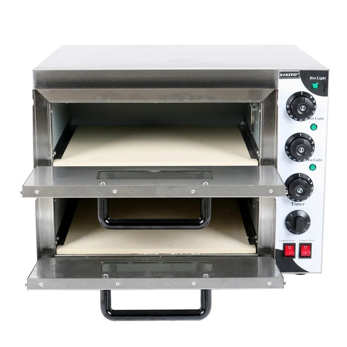 фото Печь для пиццы va-po2st, 3000 вт, 2 камеры, до 350°с, серебристая viatto