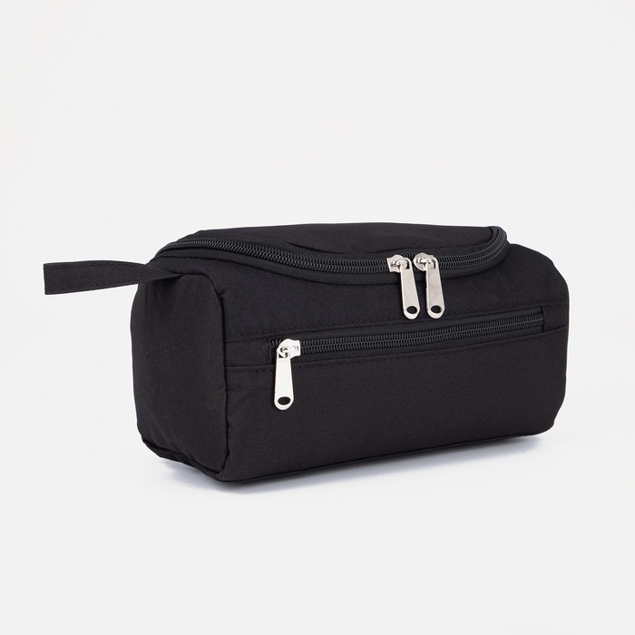 фото Косметичка-несессер на молнии, с крючком, цвет чёрный