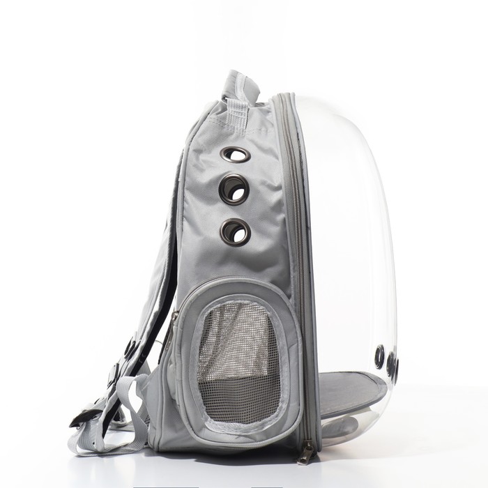 фото Рюкзак для переноски животных, прозрачный, 33 х 25 х 41 см, серый пижон
