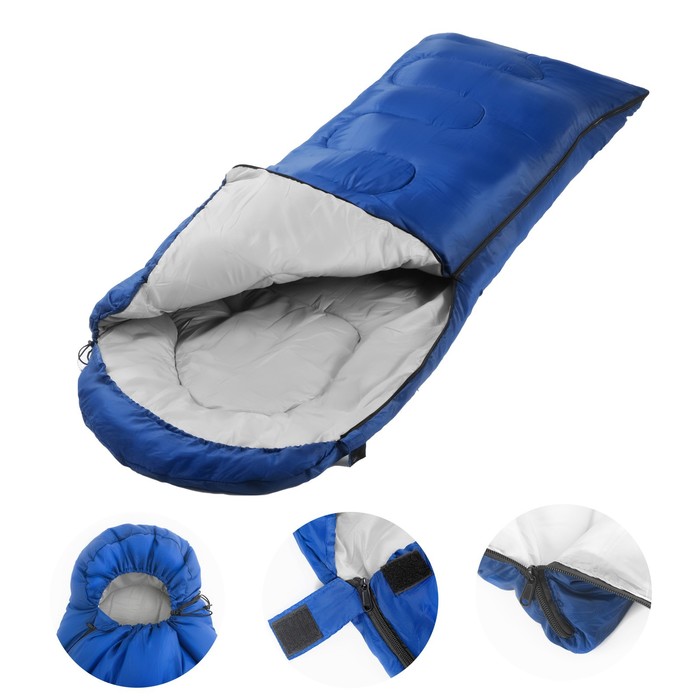 фото Спальный мешок туристический, 220 х 75 см, до -20 градусов, 700 г/м2, синий
