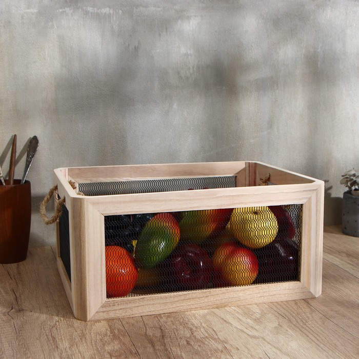 фото Корзина для хранения продуктов italy, 40×30×18 см, цвет светлое дерево magistro