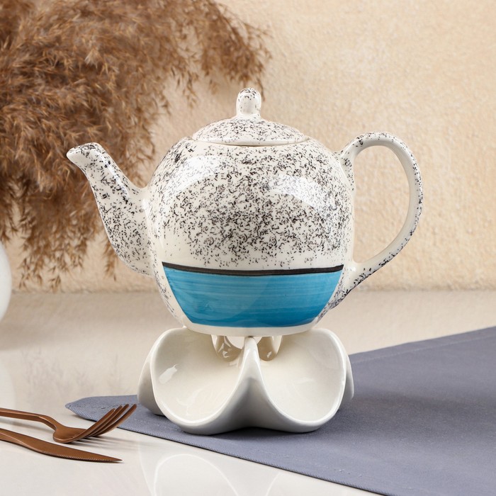 фото Чайник заварочный "персия", керамика, синий, 0.85 л, иран керамика ручной работы