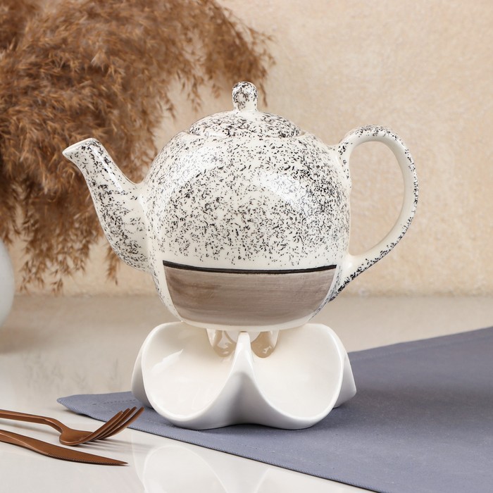 фото Чайник заварочный "персия", керамика, серый, 0.85 л, иран керамика ручной работы