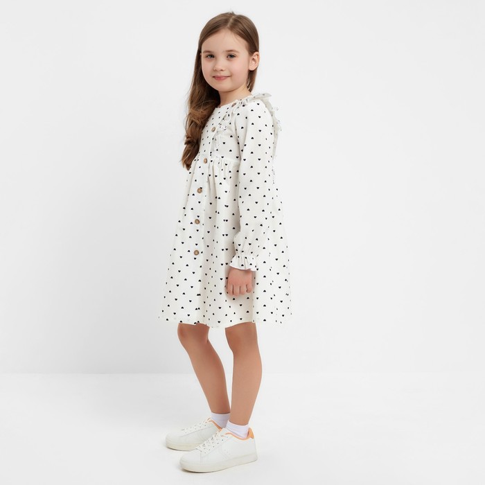 фото Платье для девочки с длинными рукавами minaku цвет белый, рост 104 см