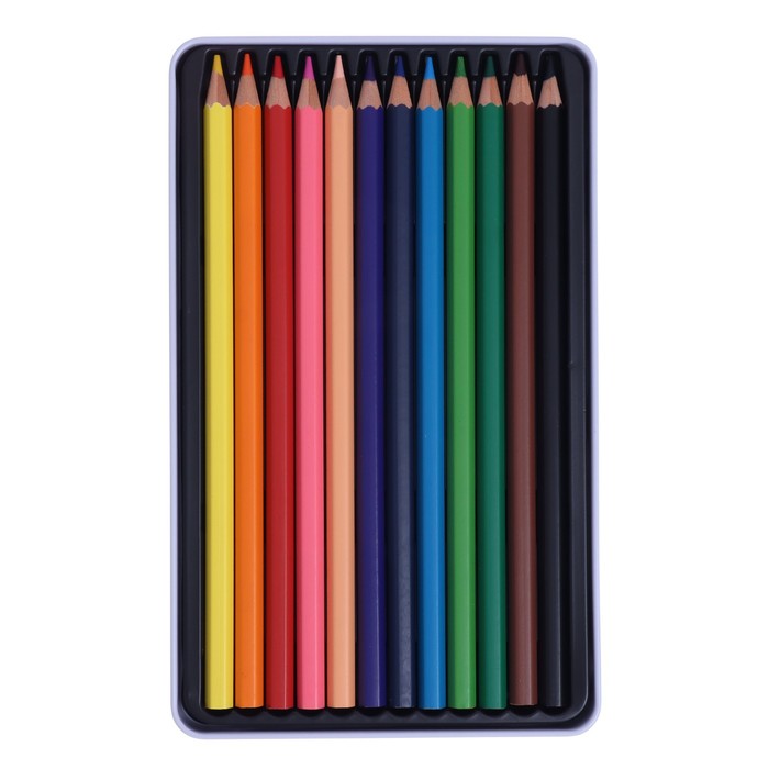 фото Карандаши 12цв гамма "классические", увел d-3,3мм, заточ, метал пенал 80220212