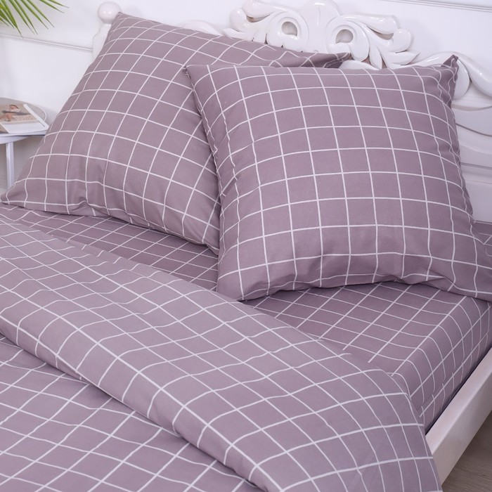 фото Постельное бельё 2сп таттерсол серо-бежевый, 175х210см, 175х210см, 70х70см 2шт, бязь, 120г/м, хлопок 100% атра