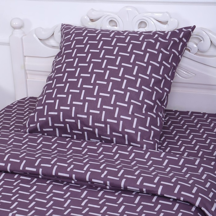 фото Постельное бельё 1,5сп штрихи, цвет мокко, 150х210см, 150х210см, 70х70 см, бязь, 120 г/м, хлопок 100% атра