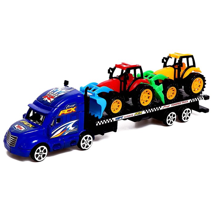 фото Грузовик инерционный «автовоз», с тракторами, микс