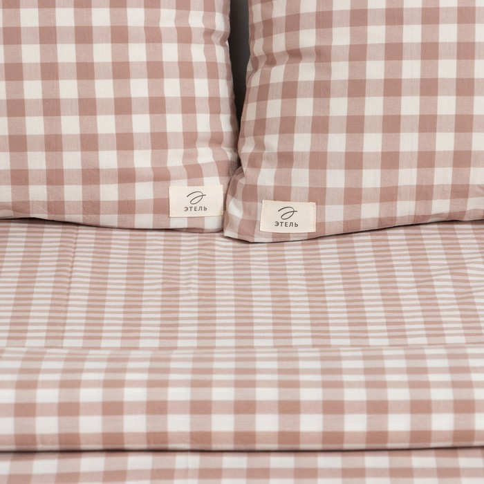фото Постельное бельё этель евро beige cage 200х220 см,220х240 см,50х70-2шт, 100% жатый хлопок, 140 гр/м2