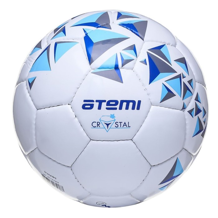 фото Мяч футбольный atemi crystal, pvc, бел/темно син, размер 4, р/ш, окруж 65-66