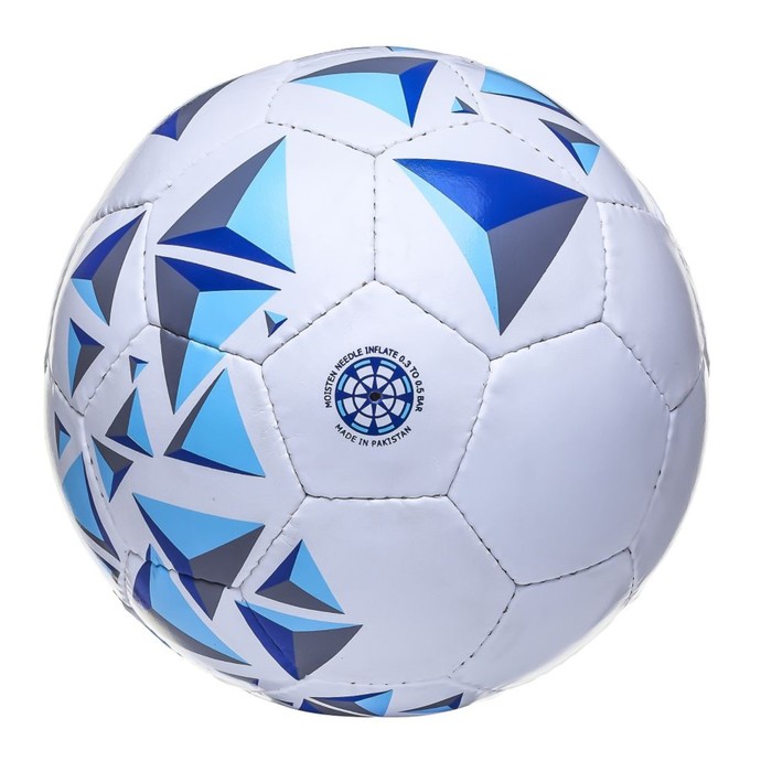 фото Мяч футбольный atemi crystal junior, pvc, бел/син/гол, размер 5, 7-10лет, р/ш, окруж 68-70