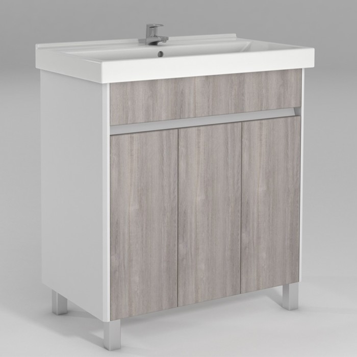 фото Тумба с раковиной "fest 80" uno дуб серый без ящика домино