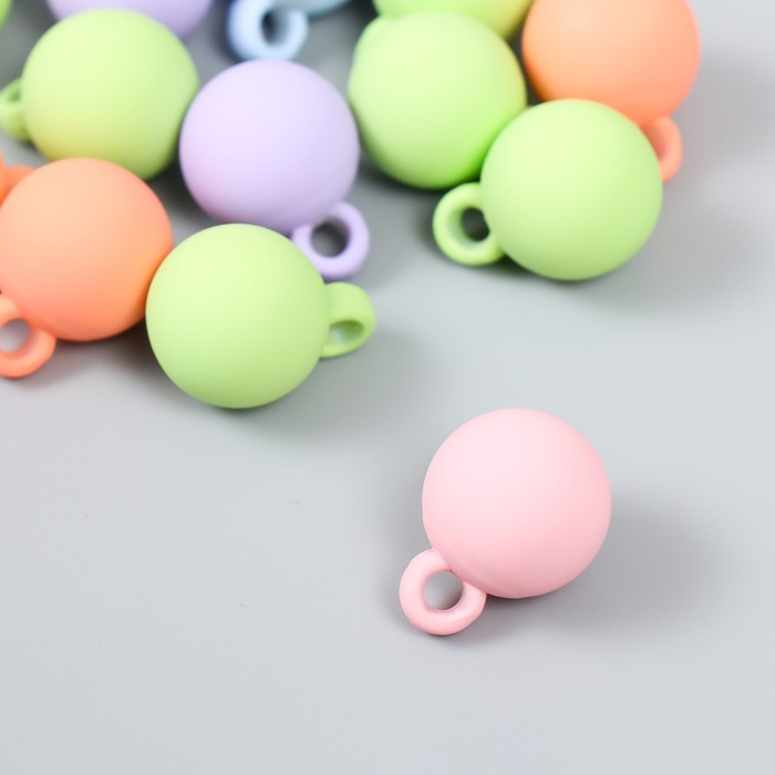 фото Подвеска для творчества пластик "шар" пастель матовая микс 1,6х1,6х2,2 см арт узор