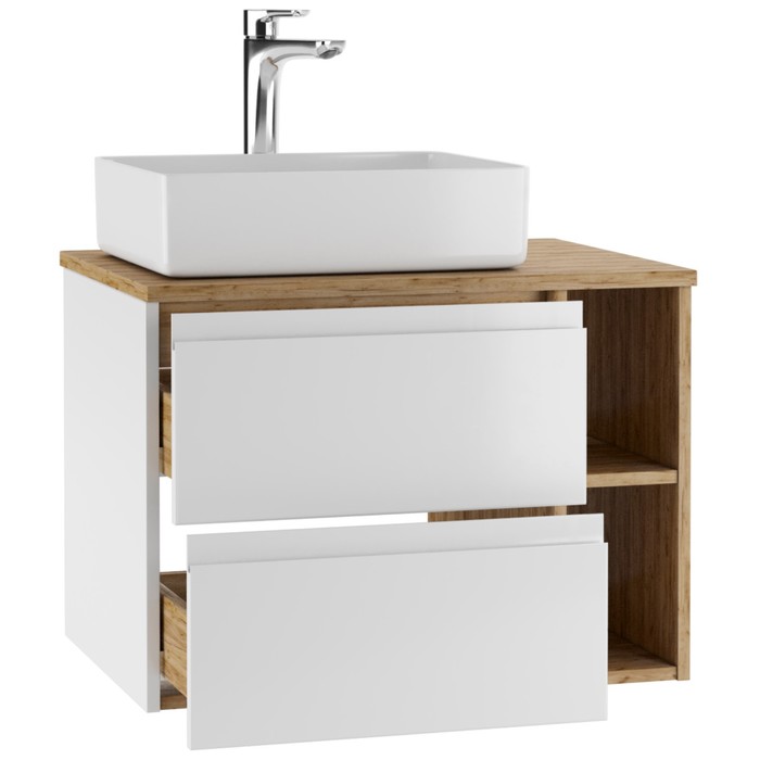 фото Тумба подвесная с раковиной "joy 46" frost 70 с двумя ящиками в2 домино