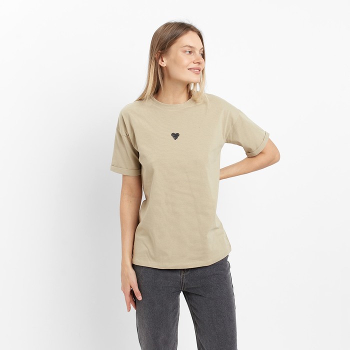 фото Футболка женская «сердце», цвет хаки, размер 48 ohana market