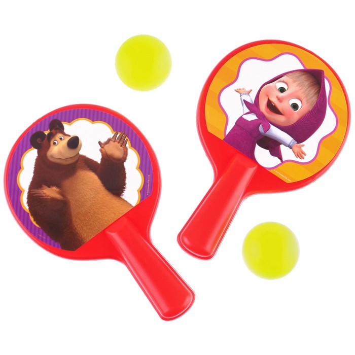 фото Набор игровой, ракетки и два мячика, маша и медведь