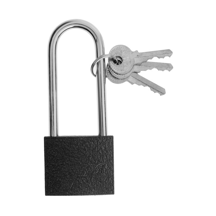 фото Замок навесной тундра, основание 37 мм, длинная дужка, 3 ключа, подвес