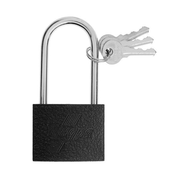 фото Замок навесной тундра, основание 57 мм, длинная дужка, 3 ключа, подвес