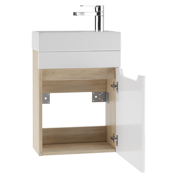 фото Тумба для ванной комнаты "мечта" подвесная с раковиной "енисей 40", дуб сонома айсберг