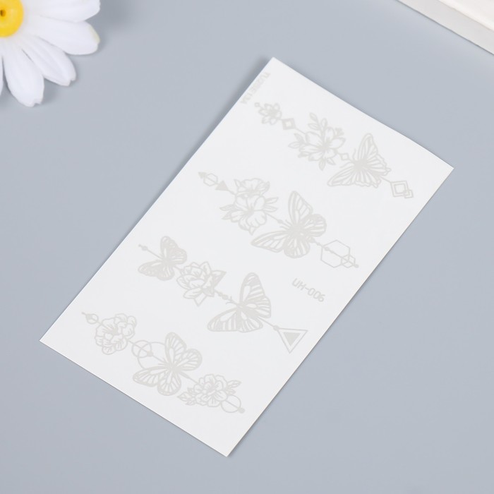 фото Татуировка на тело чёрная водостойкая "подвески с бабочками" 10,5х6 см