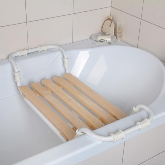фото Сиденье для ванны раздвижное, деревянное nika