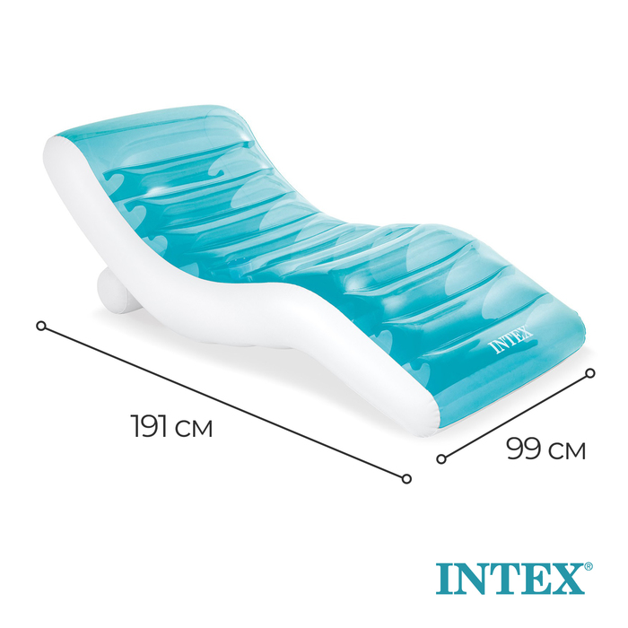 фото Шезлонг надувной для плавания 191 х 99 см, цвет голубой 56874eu intex