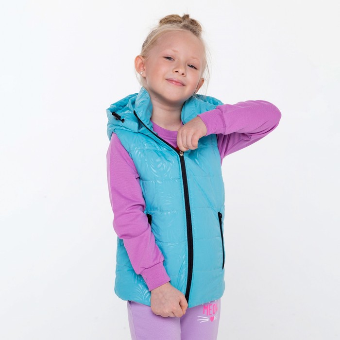 фото Жилет для девочки, цвет голубой, рост 134 см текстильторг