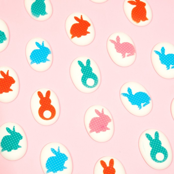 фото Сахарные фигурки-медальоны "пасхальный кролик" 35*25 мм, 63 шт топ декор