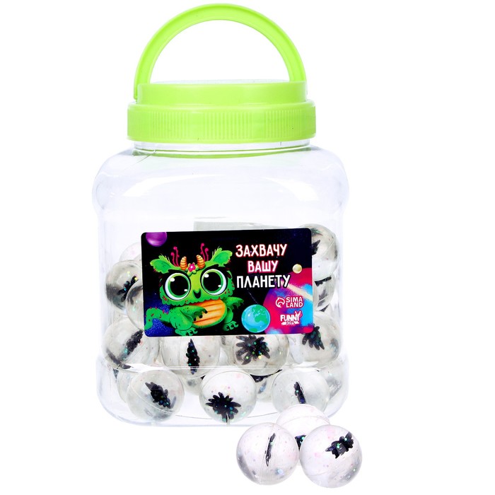фото Мяч каучуковый «захвачу вашу планету», в банке, 50 шт funny toys