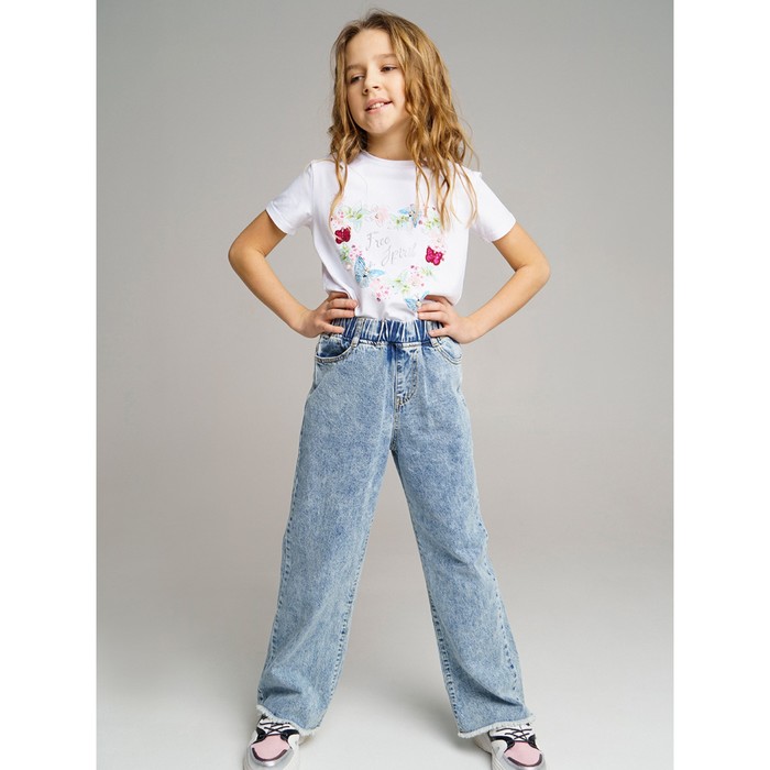 фото Джинсы-трубы для девочки, рост 128 см playtoday