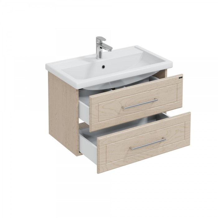 фото Тумба санта «венера 80» подвесная с раковиной «фостер 80», дуб бежевый