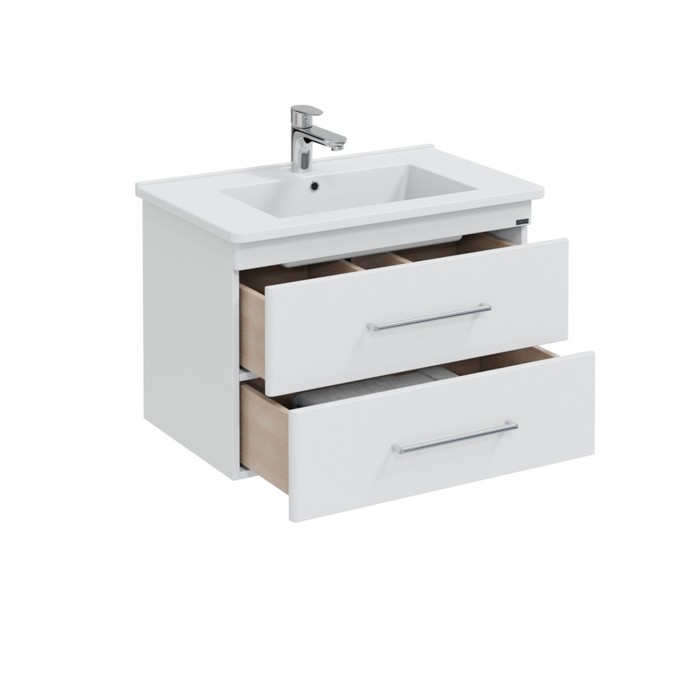 фото Тумба "вегас 75" 2 ящика, подвесная с раковиной "оскар 75" санта