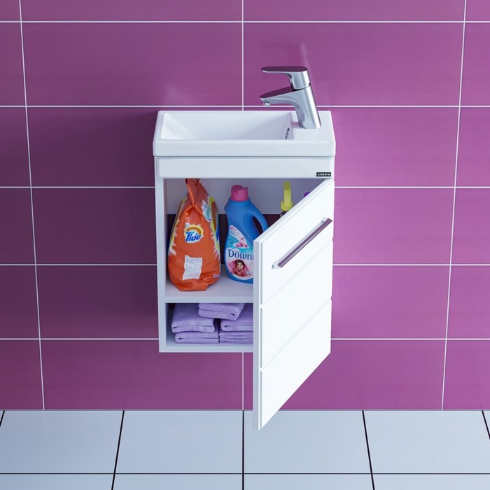 фото Тумба "омега-40" подвесная с раковиной "сомо 40" санта