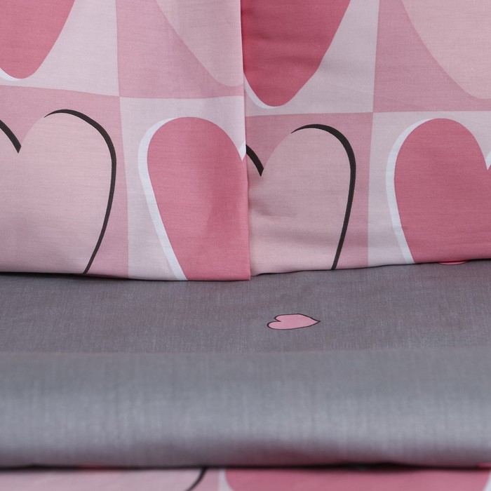 фото Постельное бельё lovelife дуэт "hearts" 143х215см-2шт, 225х240см, 50х70см-2шт, 100% хлопок, сатин, 125г/м²