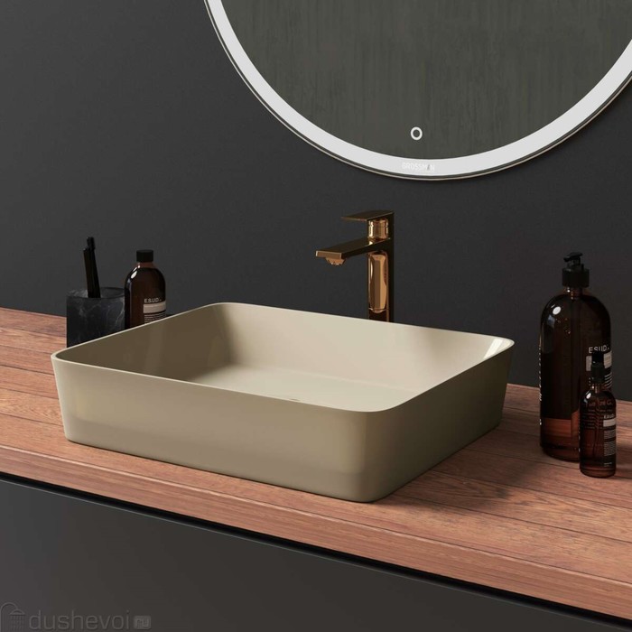 фото Раковина grossman gr-3016bem, прямоугольная, 480 х 370 мм, бежевый/матовый