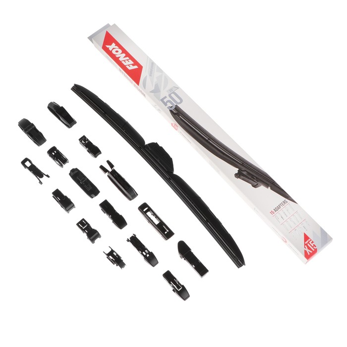 фото Щетка стеклоочистителя fenox, 20"/500 мм, гибридная, крепления 15 в 1, wb50240